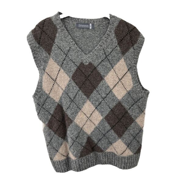 Men’s Fisherman Out of Ireland Argyle Style 100% Lambs Wool Sweater Vest XL